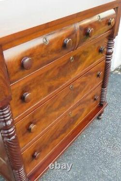 Late 1800s Empire Cherry and Flame Mahogany Chest of Drawers 1237