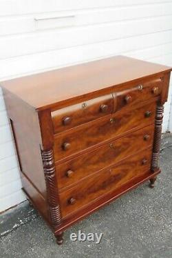 Late 1800s Empire Cherry and Flame Mahogany Chest of Drawers 1237