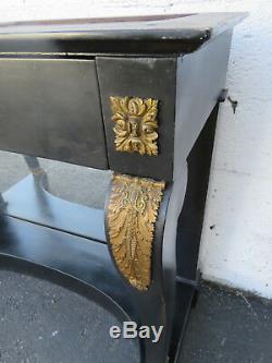 Late 1800s Empire Marble Top Painted Console Table Bronze Brass Accent 9345A