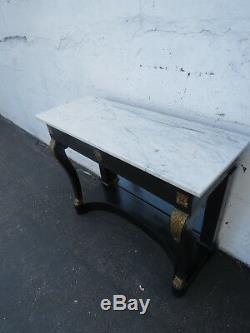 Late 1800s Empire Marble Top Painted Console Table Bronze Brass Accent 9345A