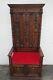 Late 1800s Gothic Heavy Hand Carved Throne Chair Hall Seat Bench 5317