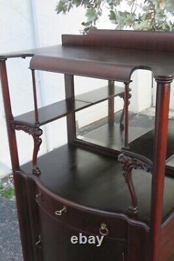 Late 1800s Victorian Carved Mahogany Music Cabinet Display Shelving Etagere 2917