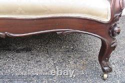 Late 1800s Victorian Carved Solid Rosewood Large Settee Loveseat 5469