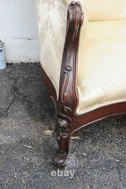 Late 1800s Victorian Carved Solid Rosewood Large Settee Loveseat 5469