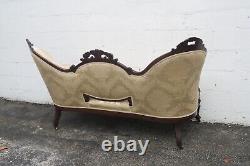 Late 1800s Victorian Carved Solid Rosewood Large Settee Loveseat 5469