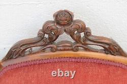 Late 1800s Victorian Carved Solid Walnut Sofa Couch 5105