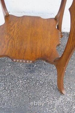 Late 1800s Victorian Oak Carved Side End Table 4675