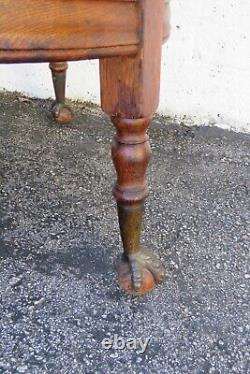 Late 1800s Victorian Octagon Tiger Oak Carved Side End Table 5096