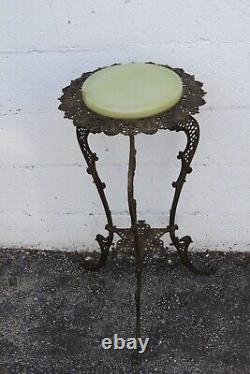 Late 1800s Victorian Onyx Top Flower Statue Stand Pedestal Table 5219