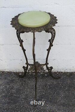 Late 1800s Victorian Onyx Top Flower Statue Stand Pedestal Table 5219