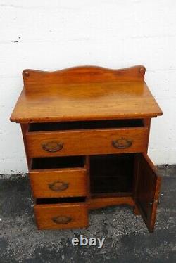 Late 1800s Victorian Solid Oak Wash Stand Cupboard Cabinet 2237