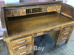 Late 1890s/ Early 1900's Quarter Sawn Oak Roll top desk by H L Stearns Company