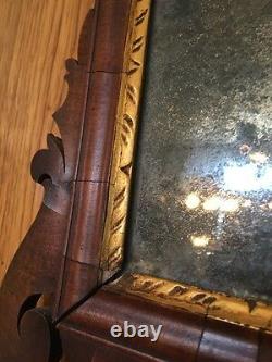 Late 18th C Chippendale Mahogany Mirror Gilt Eagle Original Mirror / Backboard