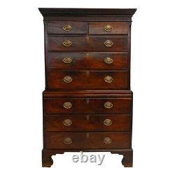 Late 18th Century American Federal Mahogany & Elm Chest On Chest (af4-217)