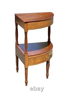 Late 18th Century Antique Federal Tiger Maple & Cherry Curved Corner Wash Stand