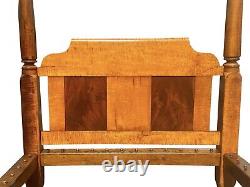 Late 18th Century Antique Federal Tiger Maple & Figured Mahogany Four Poster Bed