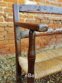 Late 18th Century Child's Antique Fruitwood Seat Settle Bench Couch