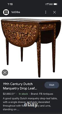 Late 18th Century Dutch Marquetry Inlaid Walnut Satinwood Drop-Leaf Table