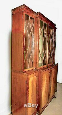 Late 18th Century English Regency Mahogany Breakfront Bookcase