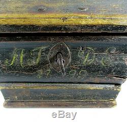 Late 18th Century Exquisite Pine Monogrammed Tea/Cellarette Lock Chest with Key