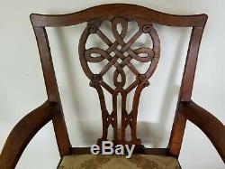 Late 18th Century Irish Chippendale Carved Mahogany Celtic Knot Armchair