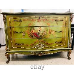 Late 18th Century Italian Hand Painted Green Chest