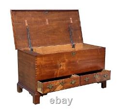 Late 18th Century Queen Anne Walnut Pennsylvania Blanket Chest With Two Drawers