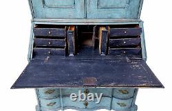 Late 18th Century Swedish Oak Painted Bureau Bookcase