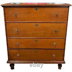 Late 18th Century William & Mary Pine Lift Top Blanket Chest with Two Drawers