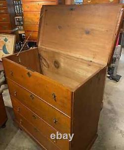 Late 18th Century William & Mary Pine Lift Top Blanket Chest with Two Drawers