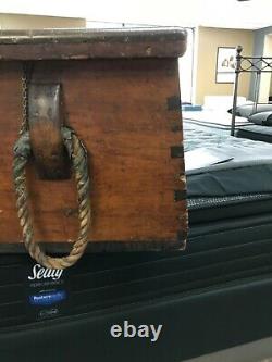 Late 18th Early 18th Century Sailor's Sea Chest Trunk Canted Wood