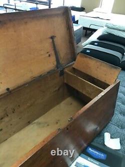 Late 18th Early 18th Century Sailor's Sea Chest Trunk Canted Wood