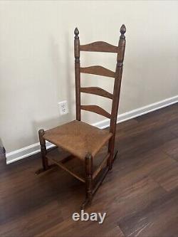 Late 18th/Early 19th Century American Child Rocking Chair Rush Seat NC Made