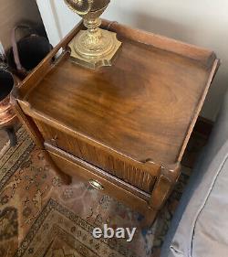 Late 18th c Antique English George III Mahogany Step Commode Table, Tambour Door