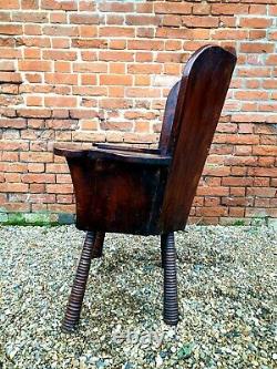Late 18thC /Early 19thC Primitive English Antique Wooden Wingback Armchair C1800