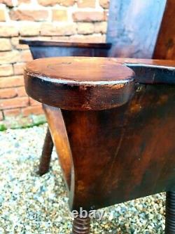 Late 18thC /Early 19thC Primitive English Antique Wooden Wingback Armchair C1800
