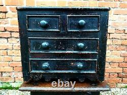 Late 18thC /Early 19thC Welsh Antique Miniature Chest of Drawers Original Paint