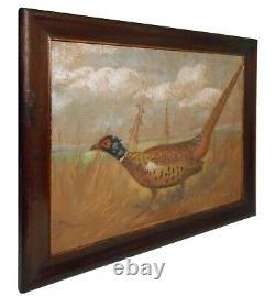 Late 19th C American Antique Signed Orig Color Pastel Drawing Of Pheasant Framed