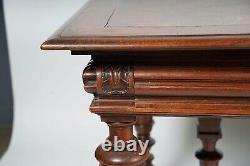 Late 19th C American Walnut Renaissance Revival Library Table / Desk (AF5-162)
