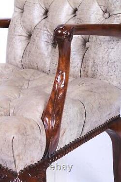 Late 19th C Chippendale Style Carved Mahogany Armchair (af2-161)