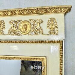 Late 19th C Large Italian Gilt Wood Trumeau Mantel Mirror