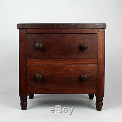 Late 19th C Pennsylvania Miniature Walnut & Pine Paneled Chest of Drawers VR