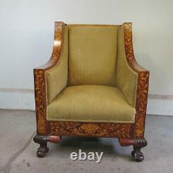 Late 19th Century American Lounge Chair With Dutch Style Marquetry