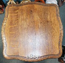 Late 19th Century American Tiger Oak Glass Claw Foot Parlor Table