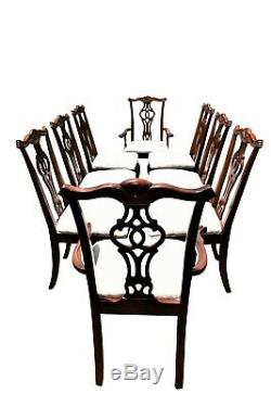 Late 19th Century Antique Chippendale Carved Mahogany Dining Chairs Set of 8