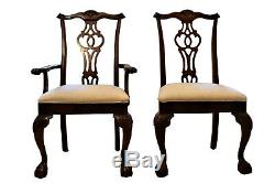 Late 19th Century Antique Chippendale Carved Mahogany Dining Chairs Set of 8