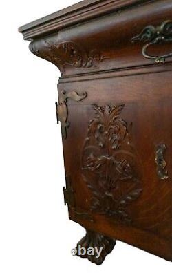 Late 19th Century Antique Intricately Carved Partners Desk