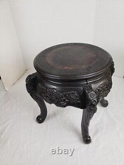 Late 19th Century Antique Japanese Meiji Period Carved Round Center Table 15 T