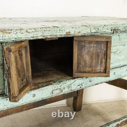 Late 19th Century Antique Old Turquoise Blue Painted Console Table from China