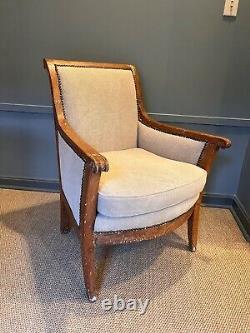 Late 19th Century Antique Rustic Belgian Linen Armchair